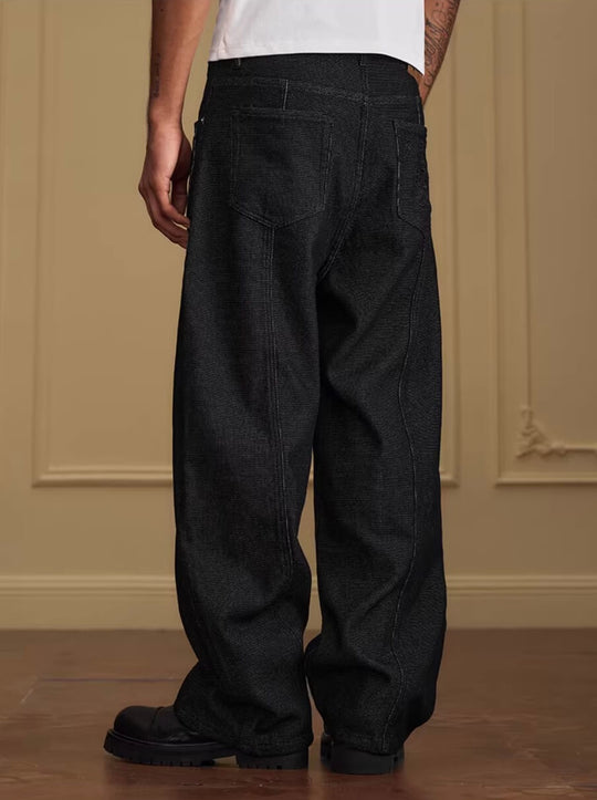 YADcrew Five Button Black Denim Baggy Jeans | Face 3 Face