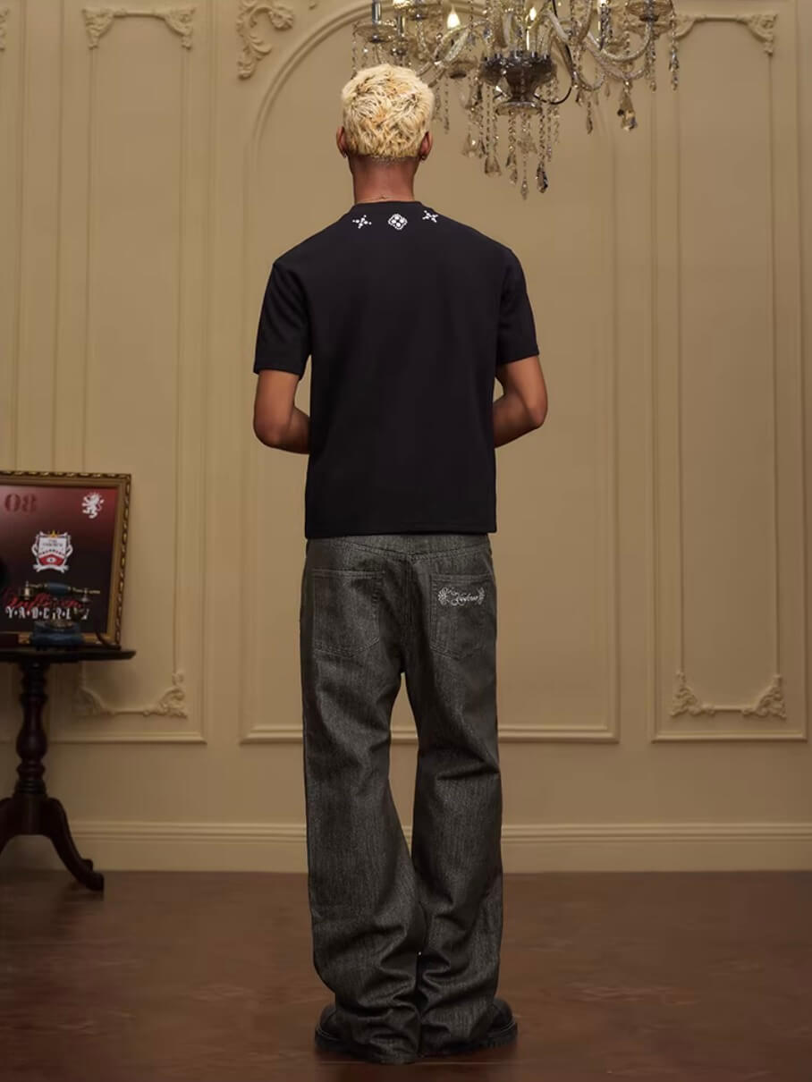 YADcrew Olive Green Metallic Thread Jeans | Face 3 Face