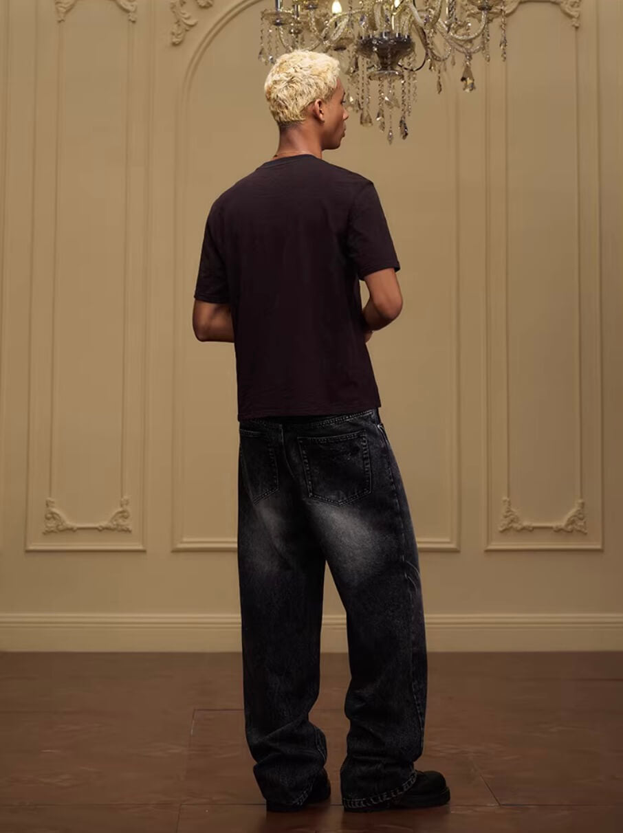 YADcrew Vintage Whiskered Washed Flared Jeans | Face 3 Face