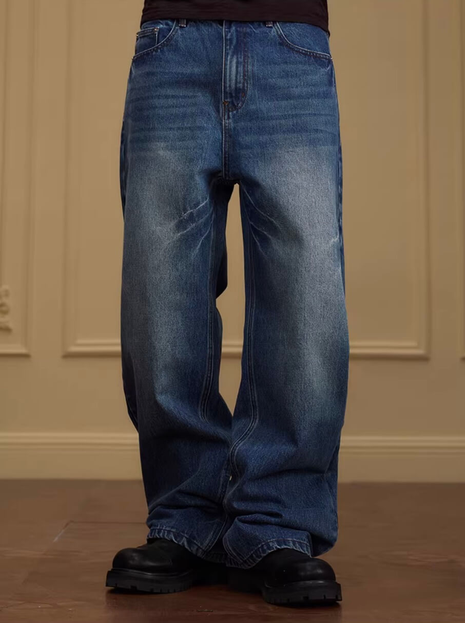 YADcrew Vintage Whiskered Washed Flared Jeans | Face 3 Face