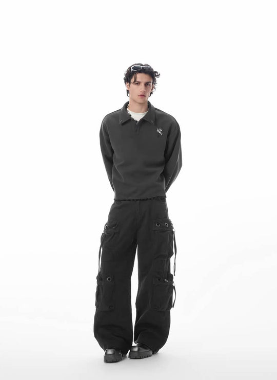 JHYQ Eyelet Detail 3D Multi Pocket Baggy Cargo Pants | Face 3 Face