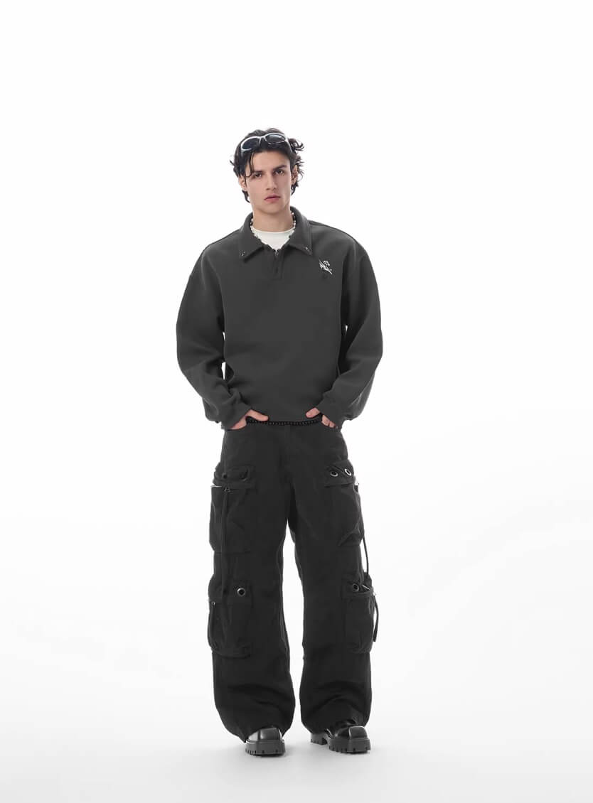 JHYQ Eyelet Detail 3D Multi Pocket Baggy Cargo Pants | Face 3 Face