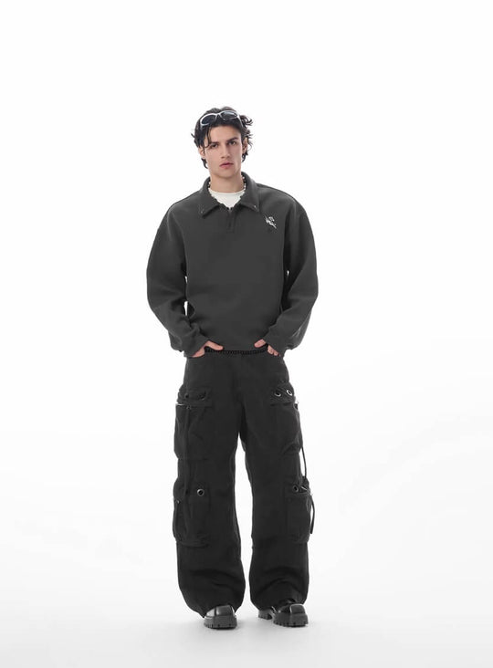 JHYQ Eyelet Detail 3D Multi Pocket Baggy Cargo Pants | Face 3 Face