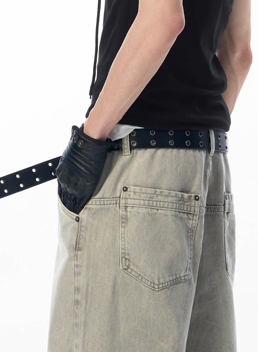 JHYQ Washed 3D Constructed Baggy Jeans | Face 3 Face