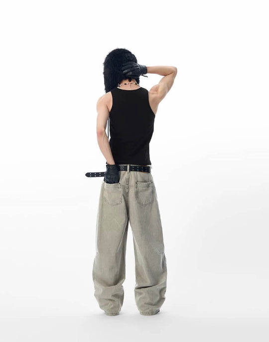 JHYQ Washed 3D Constructed Baggy Jeans | Face 3 Face