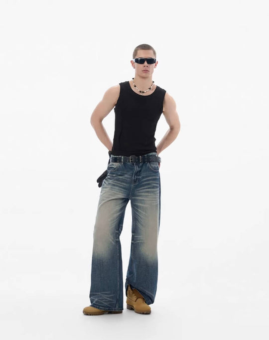 JHYQ Blue Vintage Wash Loose Fit Jeans | Face 3 Face