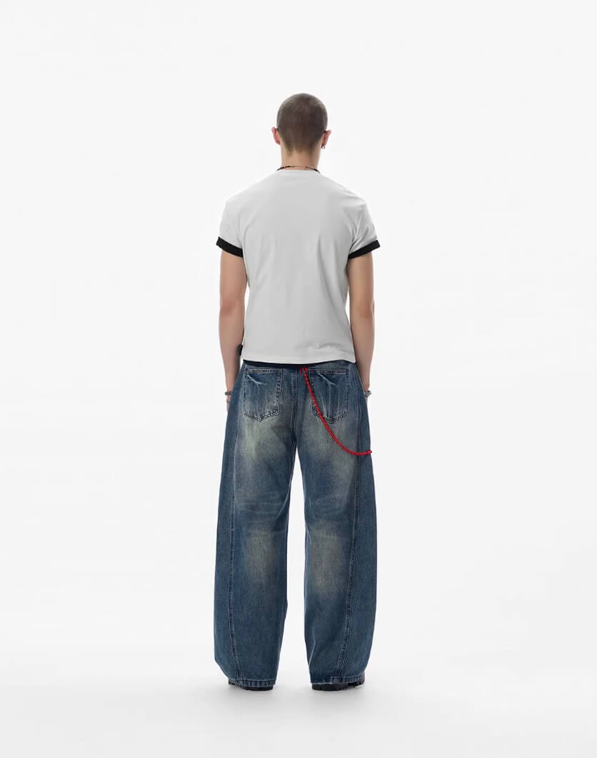 JHYQ Vintage Wash 3D Cut Baggy Jeans | Face 3 Face