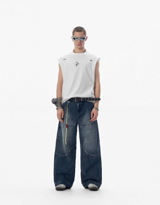 JHYQ 3D Structured Washed Baggy Painter Jeans | Face 3 Face