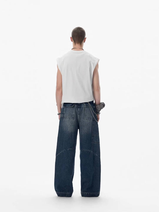 JHYQ 3D Structured Washed Baggy Painter Jeans | Face 3 Face