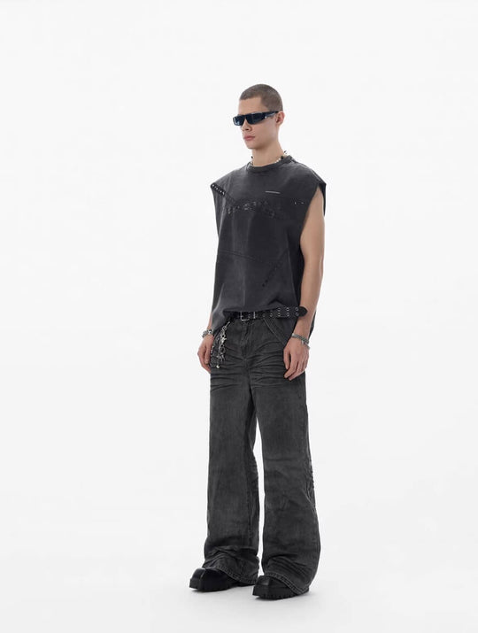JHYQ Black Heavy Vintage Wash Loose Fit Jeans | Face 3 Face