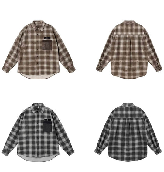 JHYQ Plaid Patch Pocket Long Sleeve Shirt | Face 3 Face