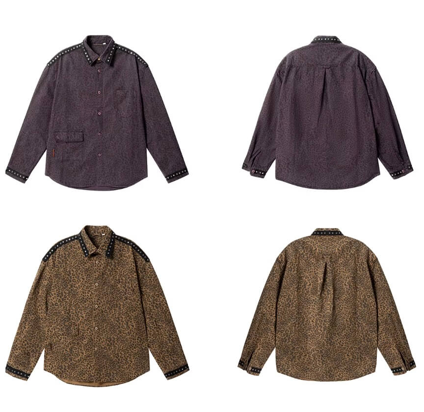 JHYQ Leopard Print Metal Studded Shirt Jacket | Face 3 Face