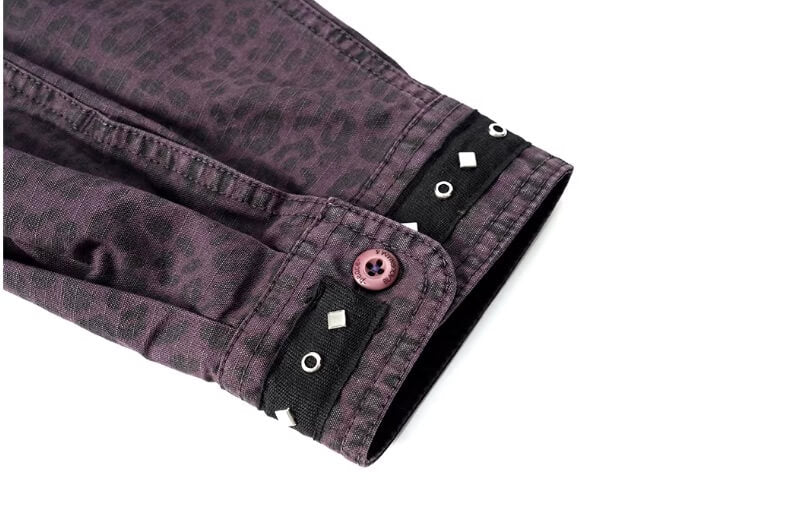 JHYQ Leopard Print Metal Studded Shirt Jacket | Face 3 Face
