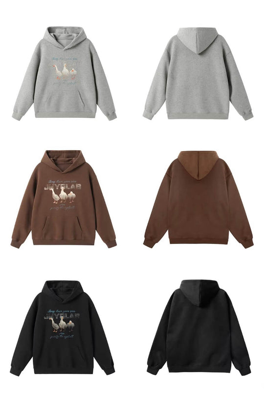 JHYQ Vintage Lucky Duck Print Hoodie | Face 3 Face