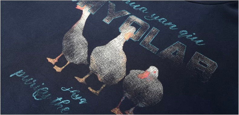 JHYQ Vintage Lucky Duck Print Hoodie | Face 3 Face