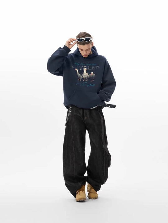 JHYQ Vintage Lucky Duck Print Hoodie | Face 3 Face