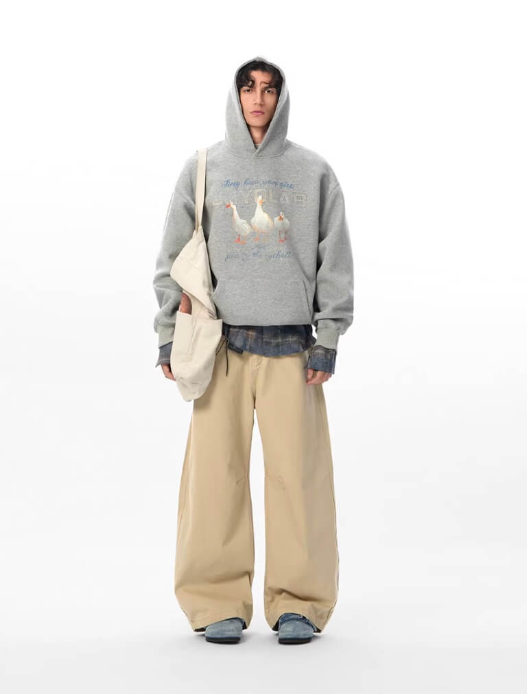 JHYQ Vintage Lucky Duck Print Hoodie | Face 3 Face