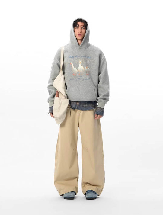 JHYQ Vintage Lucky Duck Print Hoodie | Face 3 Face