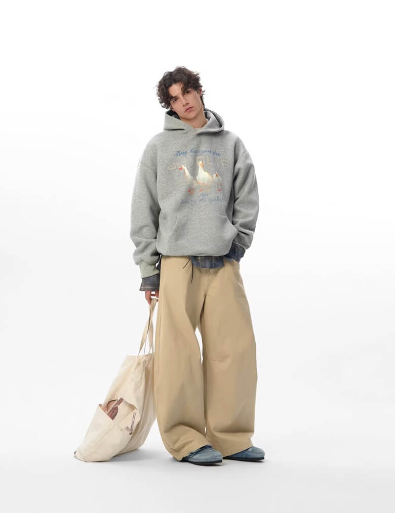 JHYQ Vintage Lucky Duck Print Hoodie | Face 3 Face