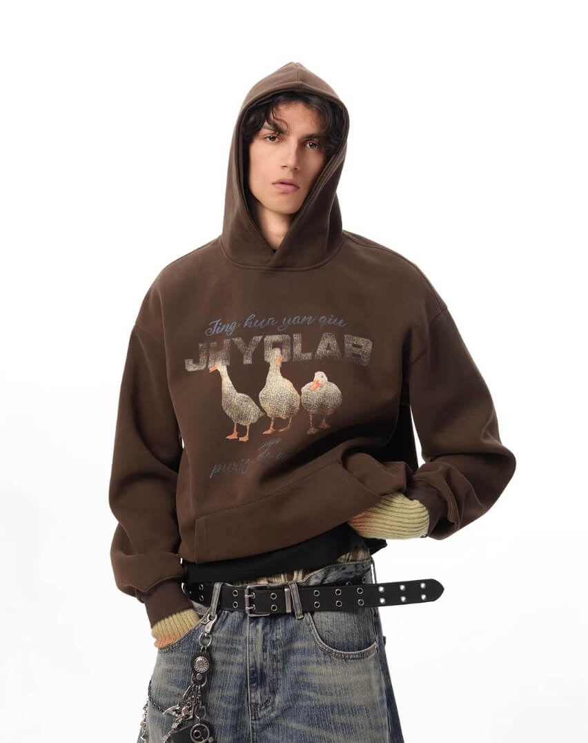 JHYQ Vintage Lucky Duck Print Hoodie | Face 3 Face