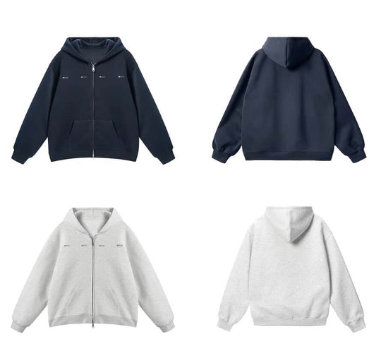 JHYQ Small Logo Double Zipper Hoodie | Face 3 Face