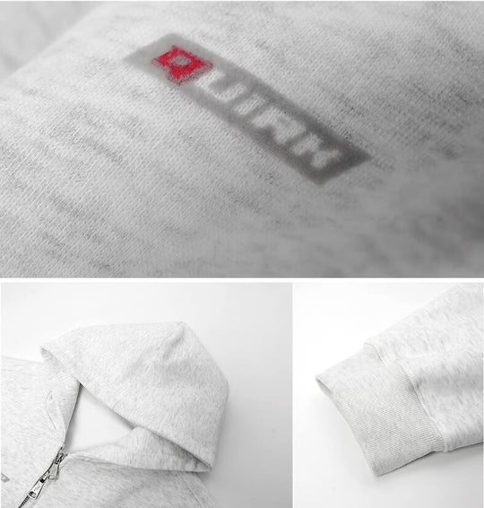 JHYQ Small Logo Double Zipper Hoodie | Face 3 Face