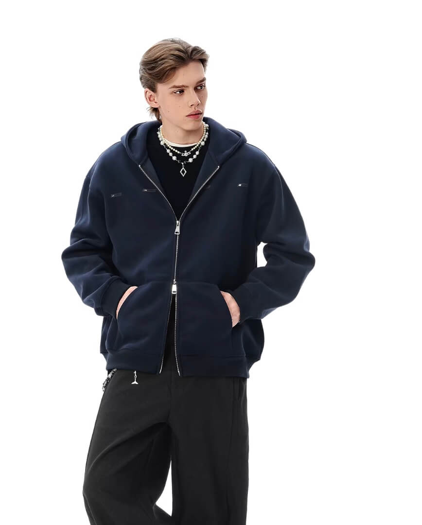 JHYQ Small Logo Double Zipper Hoodie | Face 3 Face