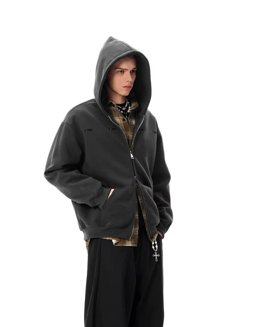 JHYQ Small Logo Double Zipper Hoodie | Face 3 Face