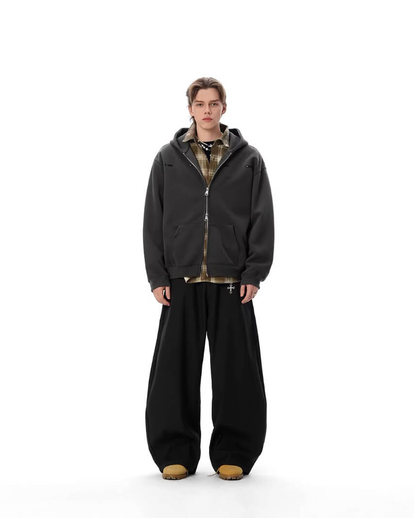 JHYQ Small Logo Double Zipper Hoodie | Face 3 Face