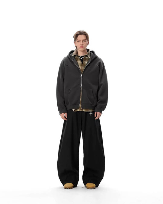 JHYQ Small Logo Double Zipper Hoodie | Face 3 Face