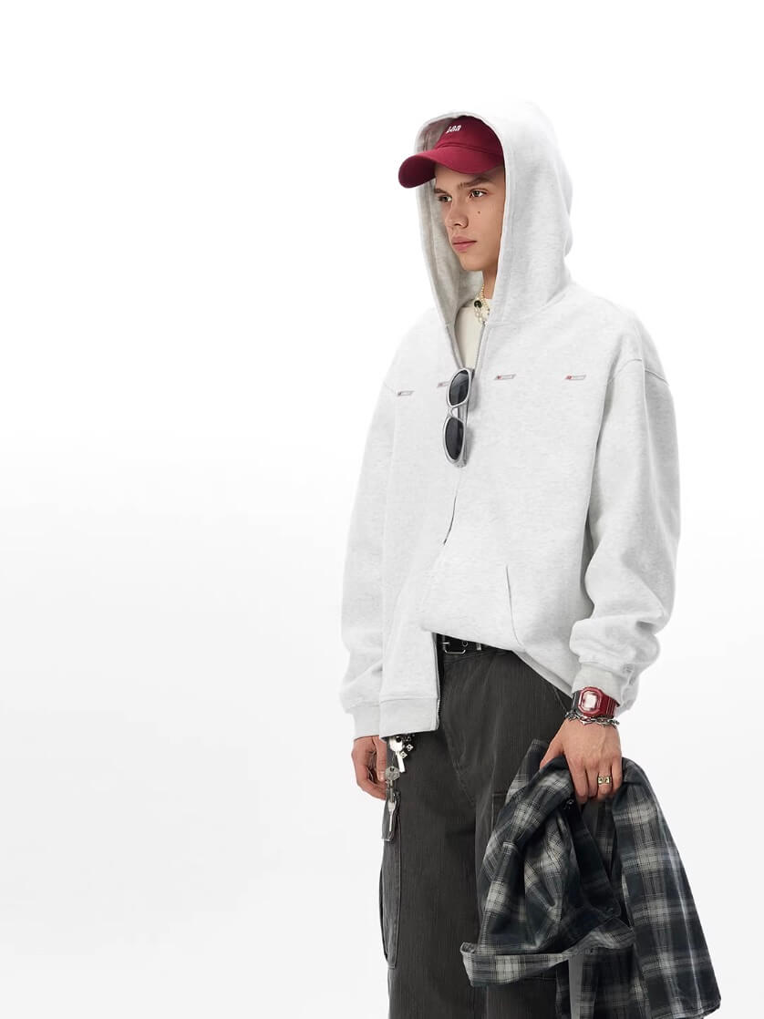 JHYQ Small Logo Double Zipper Hoodie | Face 3 Face