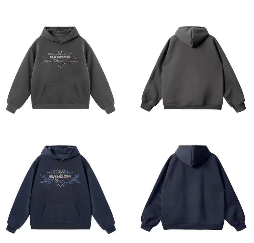 JHYQ RANDOM Letter Print Studded Hoodie | Face 3 Face