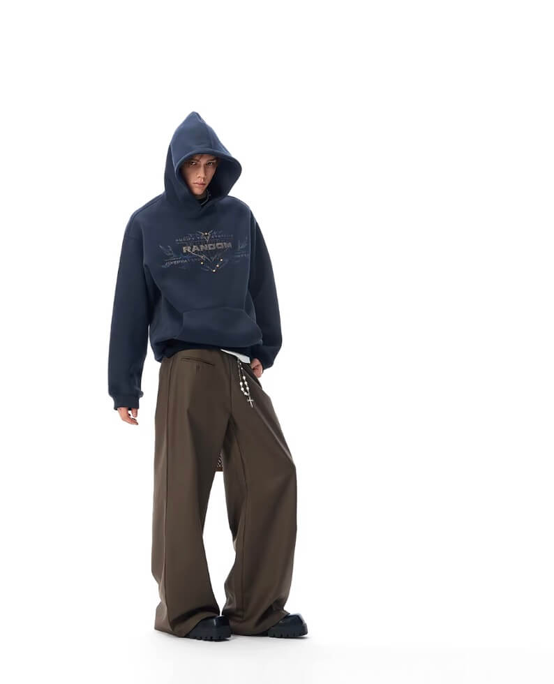 JHYQ RANDOM Letter Print Studded Hoodie | Face 3 Face