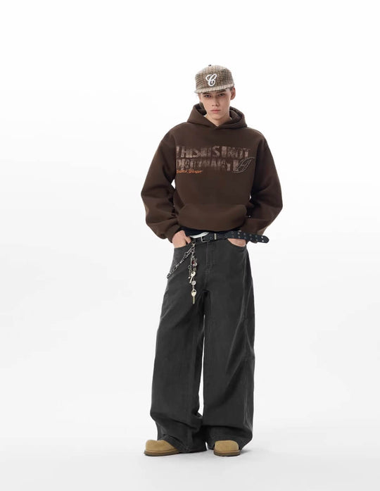 JHYQ Vintage Letter Print Rivet Hoodie | Face 3 Face