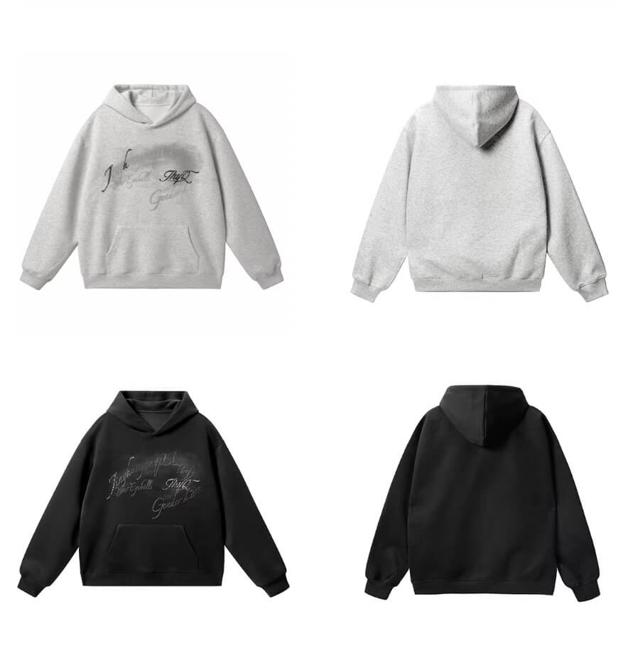 JHYQ Vintage Gradient Lettering Print Hoodie | Face 3 Face