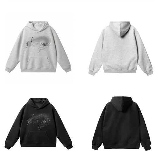 JHYQ Vintage Gradient Lettering Print Hoodie | Face 3 Face