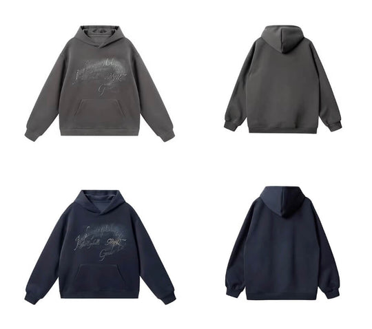 JHYQ Vintage Gradient Lettering Print Hoodie | Face 3 Face