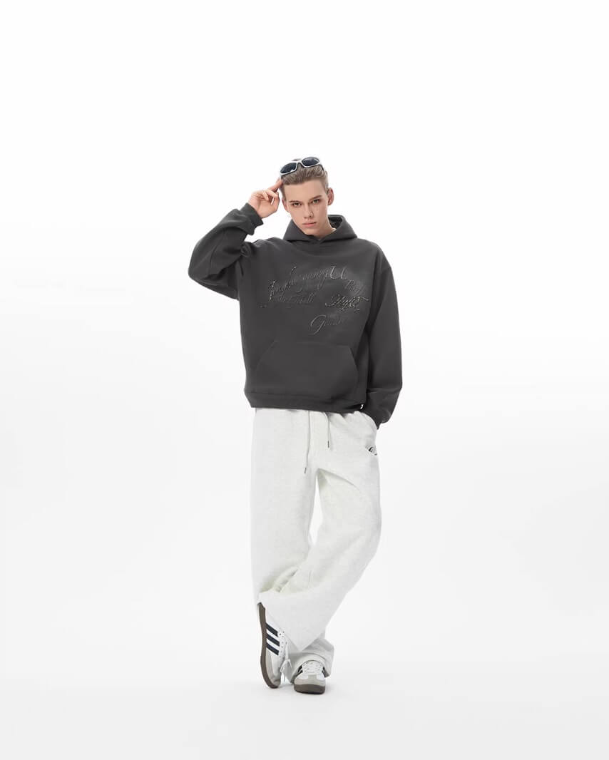 JHYQ Vintage Gradient Lettering Print Hoodie | Face 3 Face