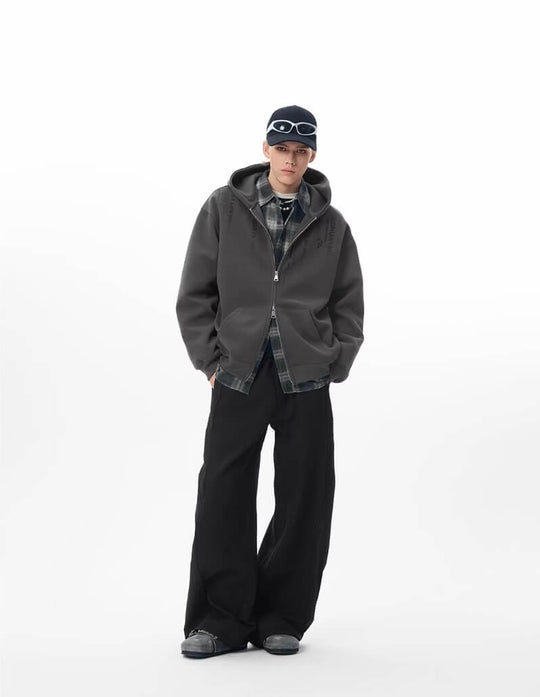 JHYQ Vertical Code Print Double Zipper Hoodie | Face 3 Face