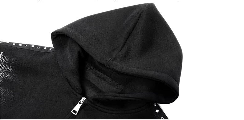 JHYQ Punk Style Studded Double Zipper Hoodie | Face 3 Face