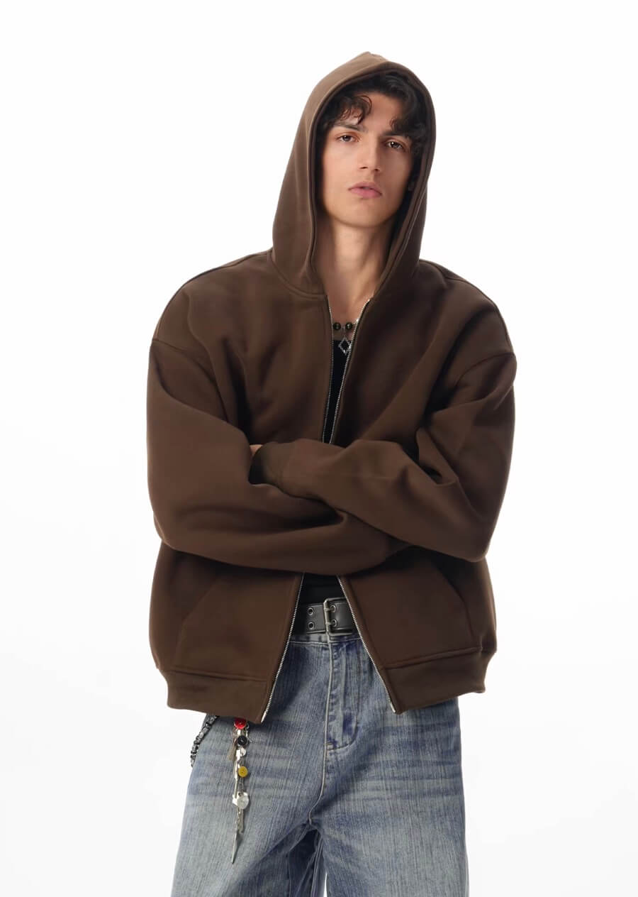 JHYQ Heavyweight Essential Double Zipper Hoodie | Face 3 Face