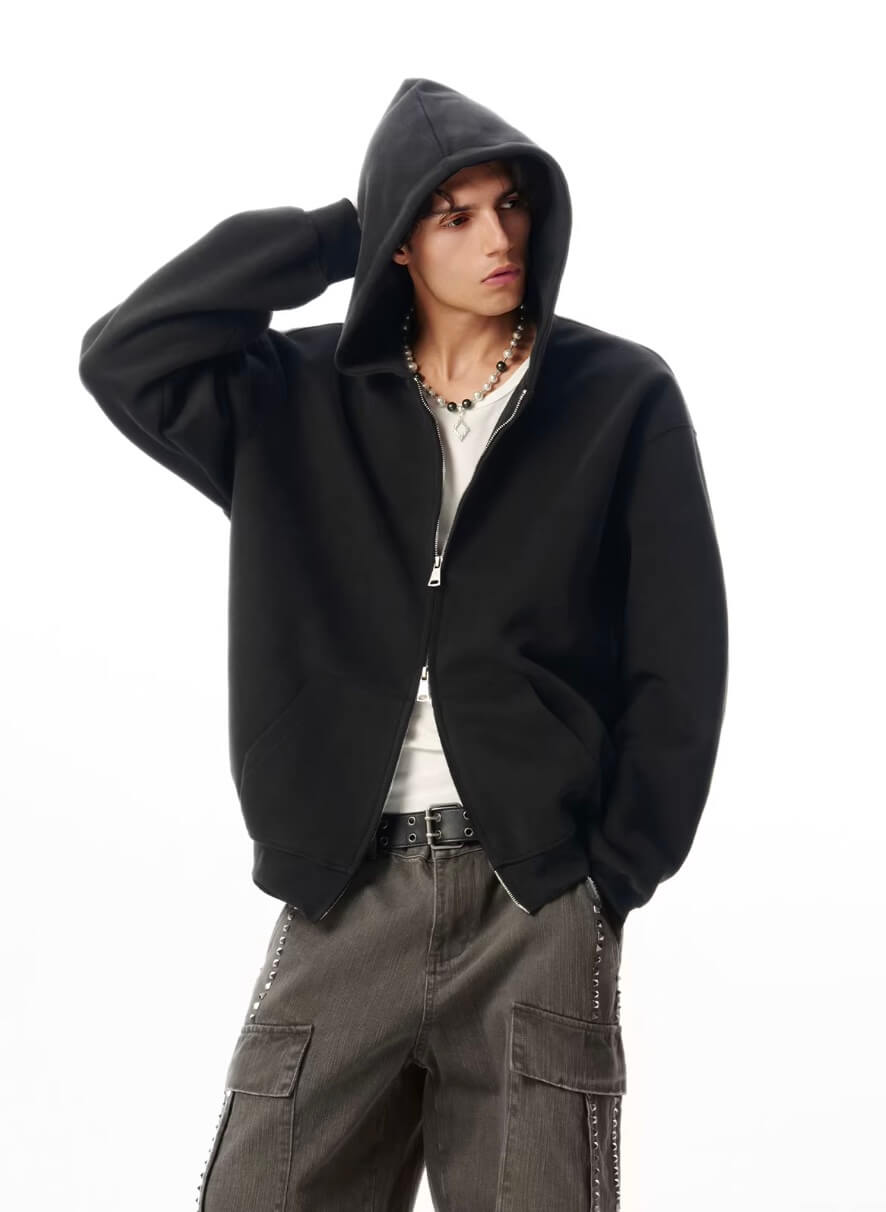 JHYQ Heavyweight Essential Double Zipper Hoodie | Face 3 Face