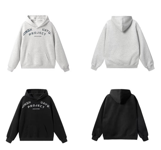 JHYQ Vintage Curved Lettering Print Hoodie | Face 3 Face