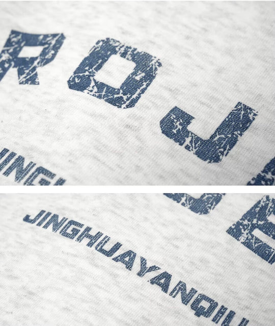 JHYQ Vintage Curved Lettering Print Hoodie | Face 3 Face