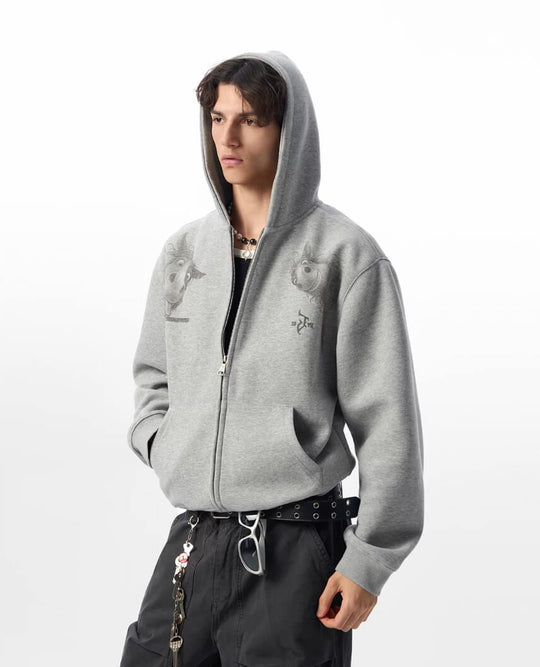 JHYQ Horse Print Cropped Zip Up Hoodie | Face 3 Face