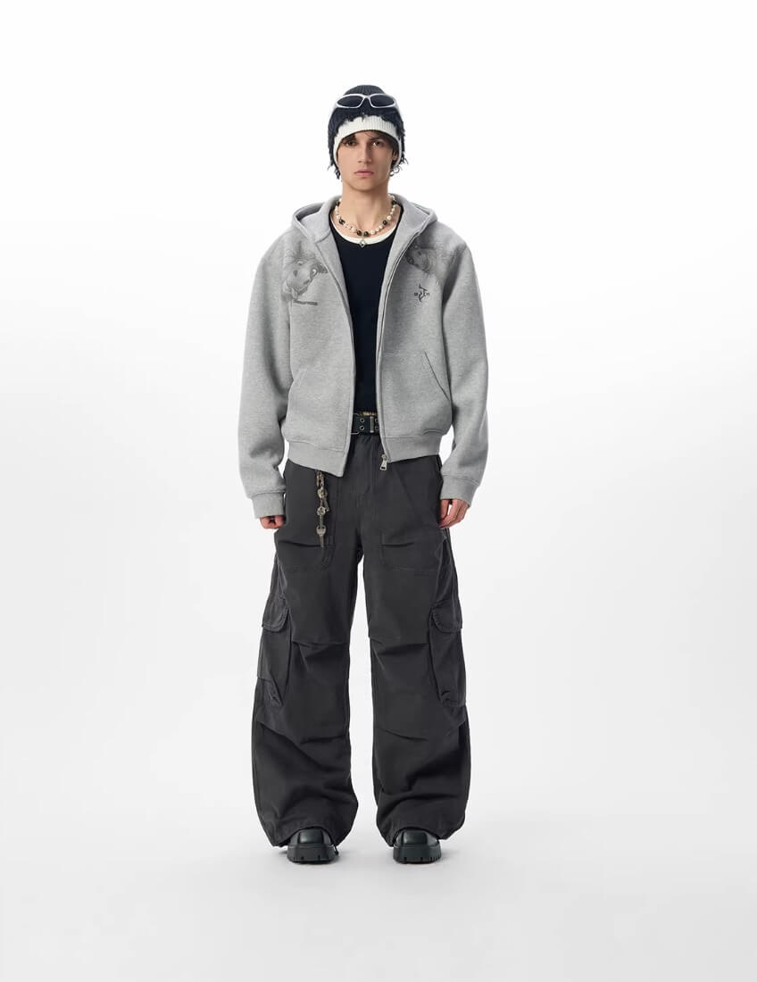 JHYQ Horse Print Cropped Zip Up Hoodie | Face 3 Face