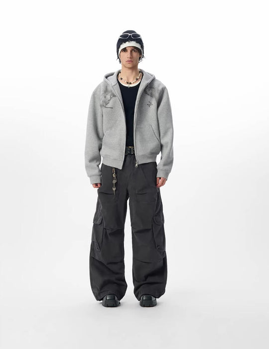 JHYQ Horse Print Cropped Zip Up Hoodie | Face 3 Face