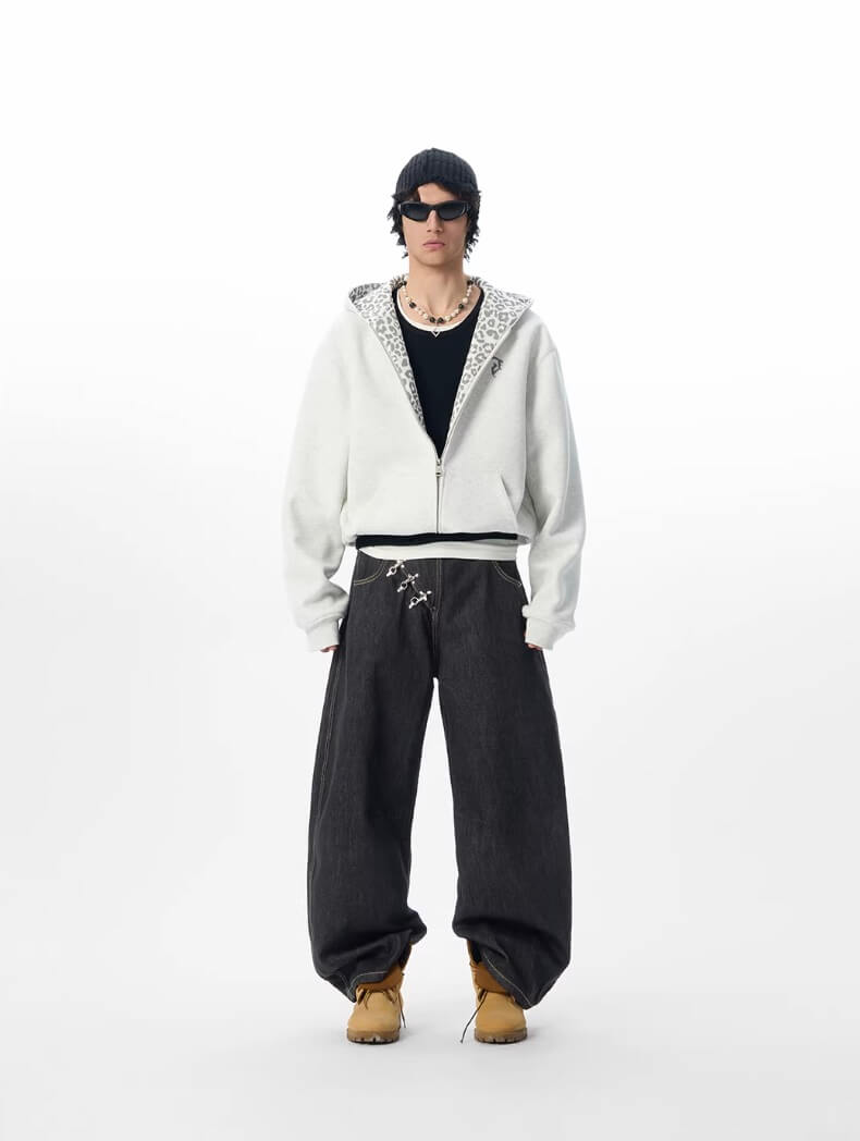 JHYQ Leopard Print Lined Cropped Hoodie | Face 3 Face