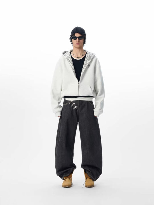 JHYQ Leopard Print Lined Cropped Hoodie | Face 3 Face