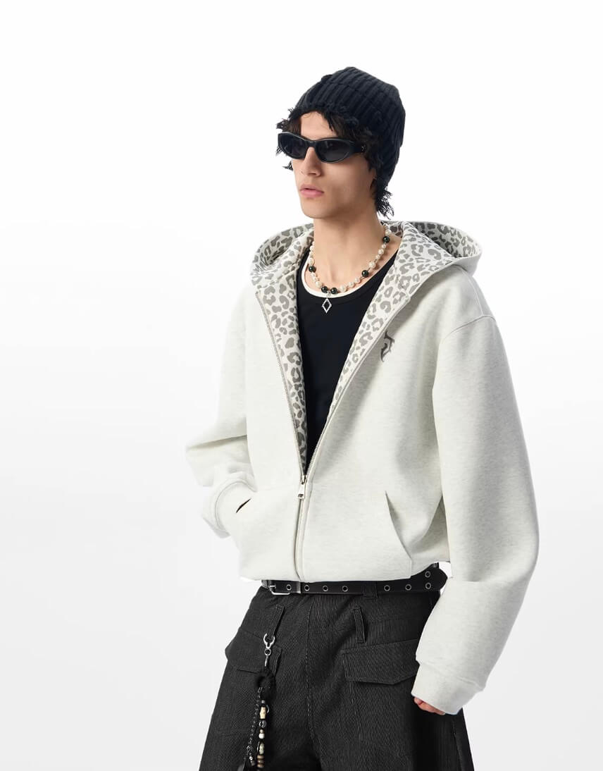 JHYQ Leopard Print Lined Cropped Hoodie | Face 3 Face